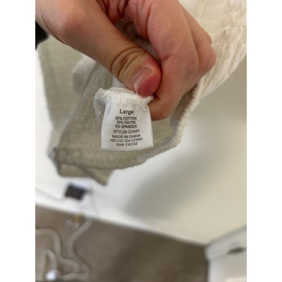 Vintage Y2K babydoll Poof New York Shirt white stretch Size L‎ milkmaid ruched - Picture 6 of 12